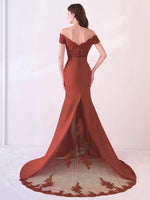 Rusty Red Beaded Mermaid Bridesmaid Dresses Party Gowns
