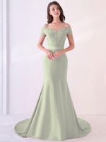 Silver Sage Beaded Mermaid Bridesmaid Dresses Party Gowns