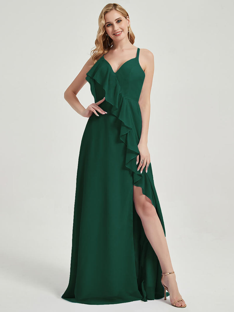 Emerald Green Chiffon Bridesmaid Dress - Paloma