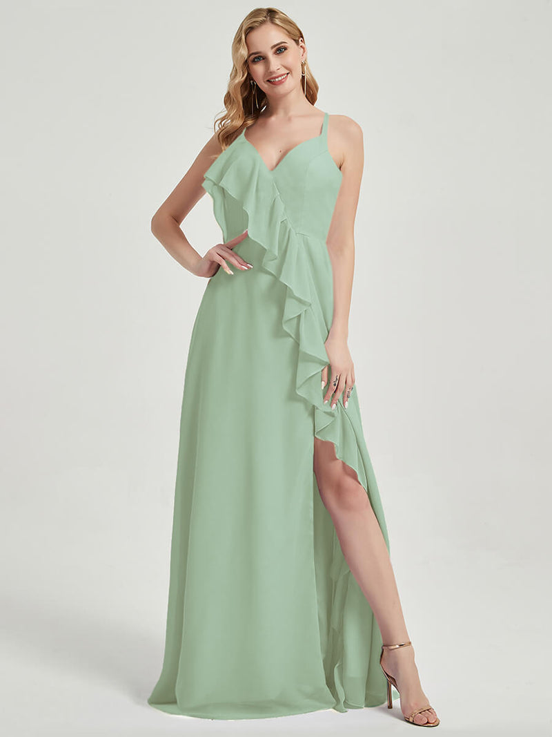 Sage Green Chiffon Bridesmaid Dress - Paloma