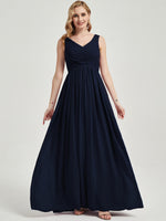 Floor length V neckline chiffon Bridesmaid Dress Zoe