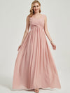 Blush Pleated Sleeveless Floor Length Empire Chiffon Bridesmaid Dress