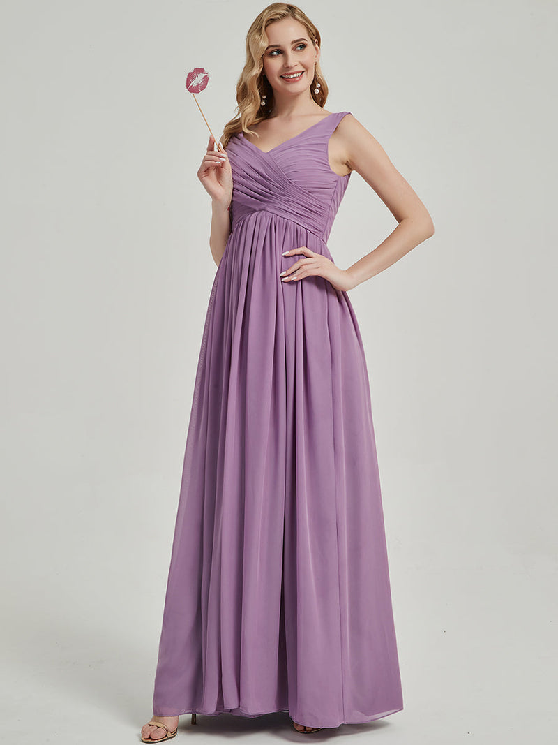 [Special Color] Wisteria Sleeveless Pleated Empire Chiffon Bridesmaid Dress