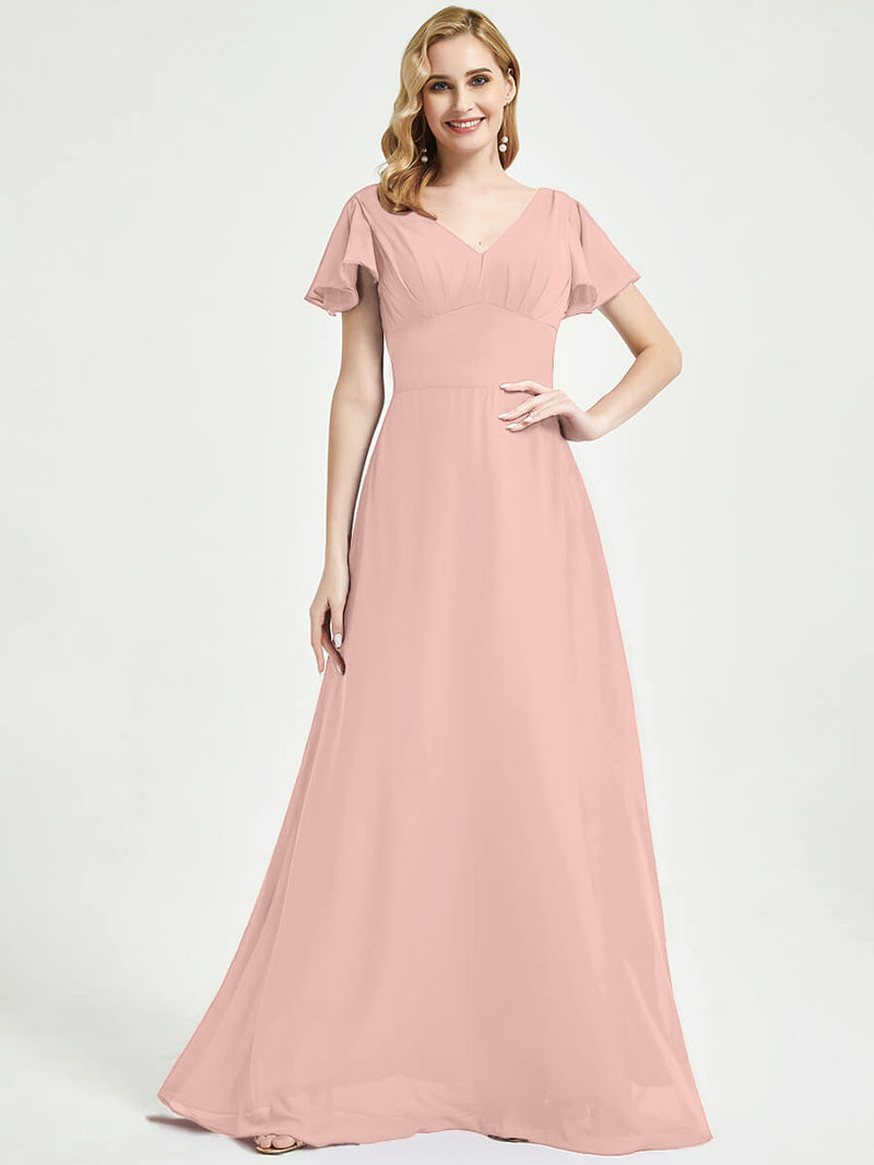 Dusty Pink Chiffon Bridesmaid Dress Ulanni