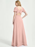 Dusty Pink Chiffon Bridesmaid Dress Ulanni