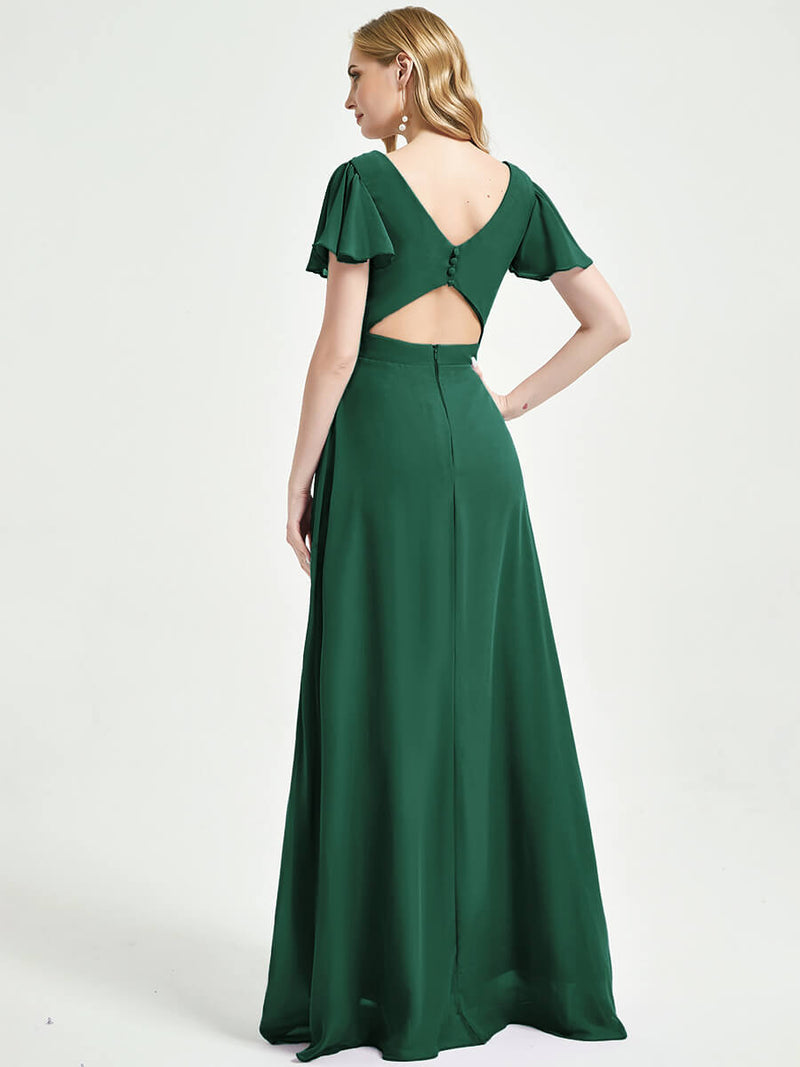 Emerald Green Chiffon Bridesmaid Dress Ulanni