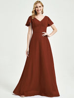 Rusty Red Empire Bridesmaid Dress With A-line Silhouette