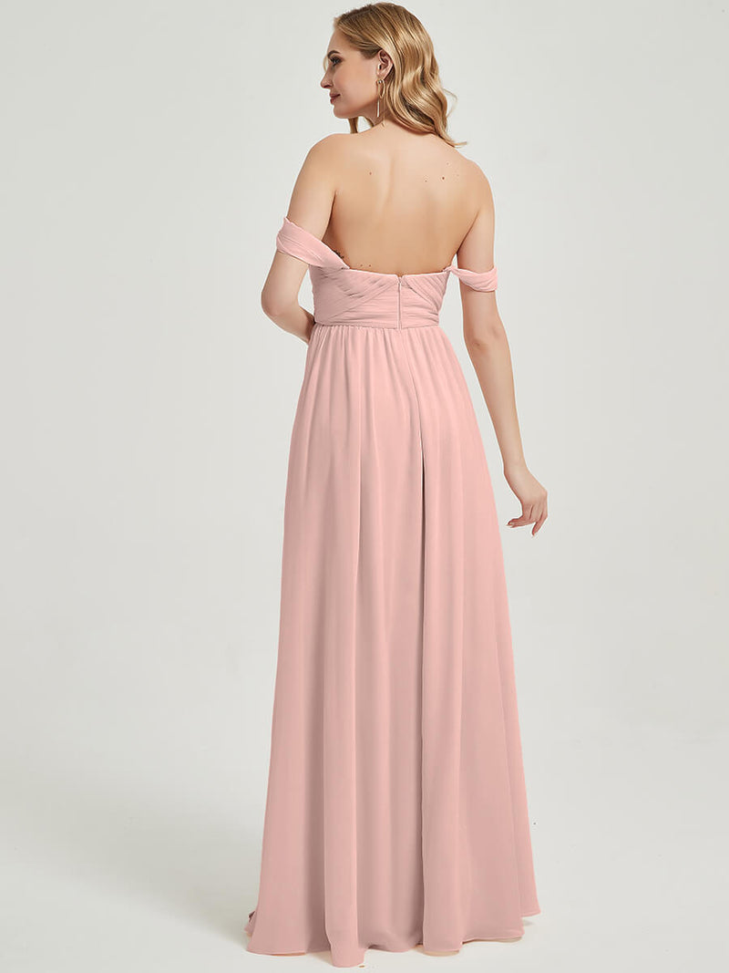 Dusty Pink Pleated CONVERTIBLE Chiffon Bridesmaid Dress Kennedy