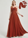 Rusty Red Pleated Convertible Maxi Chiffon Bridesmaid Dress