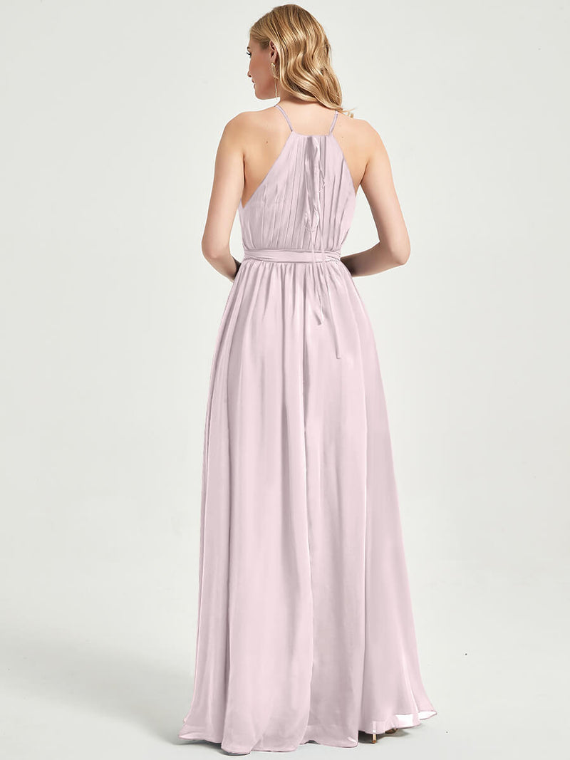 Pale Rose Wrap Chiffon Bridesmaid Dress - Eliza