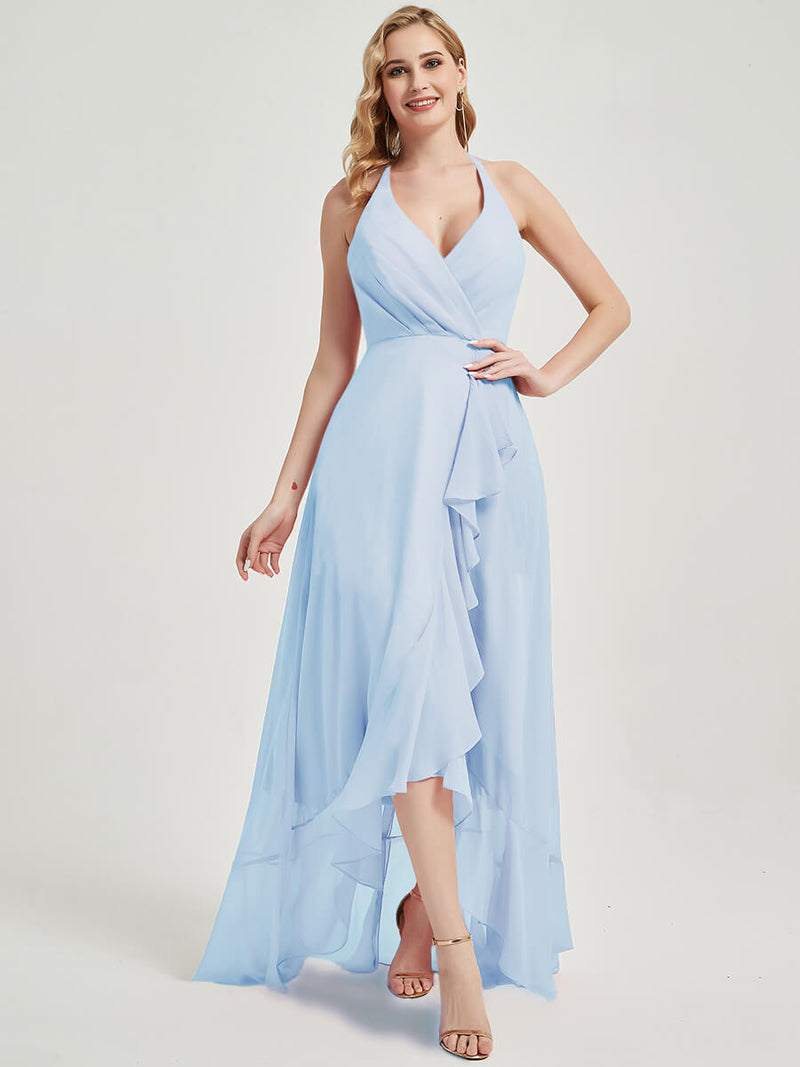 Cornflower Blue Chiffon Bridesmaid Dress Kyomi With V Neckline