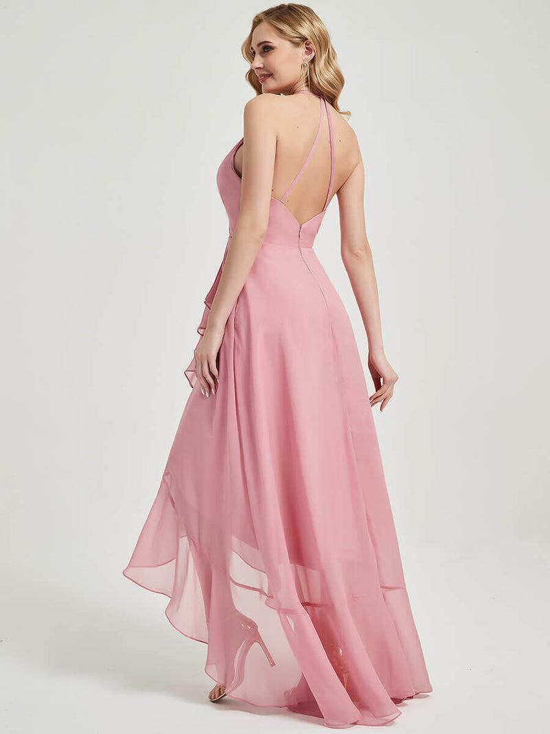 Kyomi Asymmetrical Chiffon and cinched waist design Bridesmaid Dress