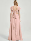 Dusty Pink Rushed V Cut Split Bridesmaid Dress Ella