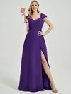Royal Purple Rushed V Cut Split Bridesmaid Dress Ella