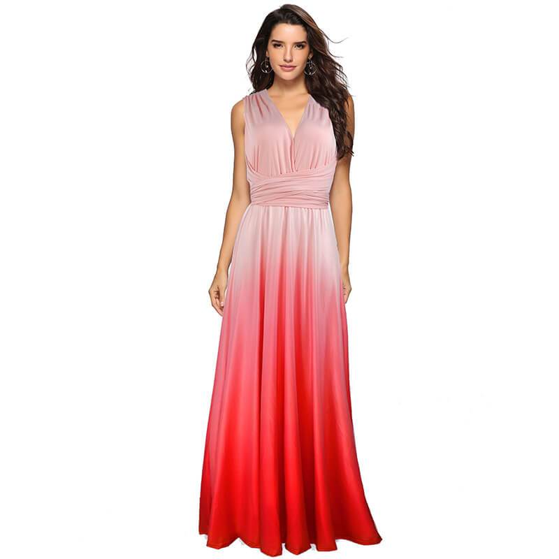 Gradient Pink infinity bridesmaid dresses endless way wrap maxi dress  on sale boho convertible dresses 