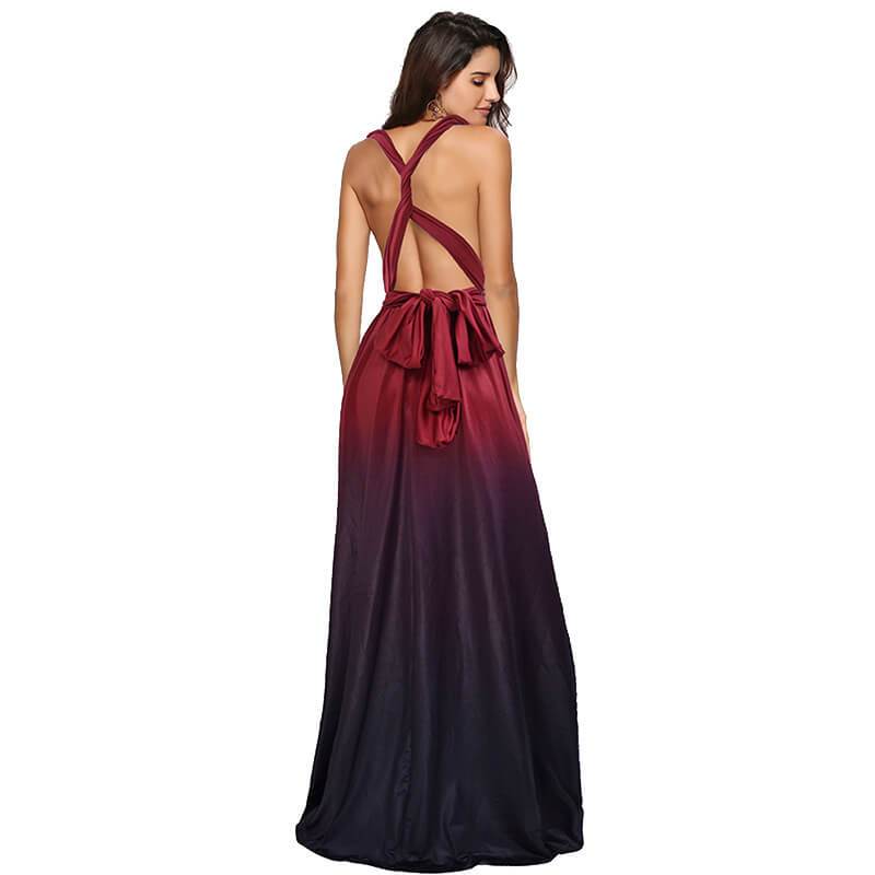 Gradient Burgundy infinity bridesmaid dresses endless way wrap maxi dress  on sale boho convertible dresses +40 Colors