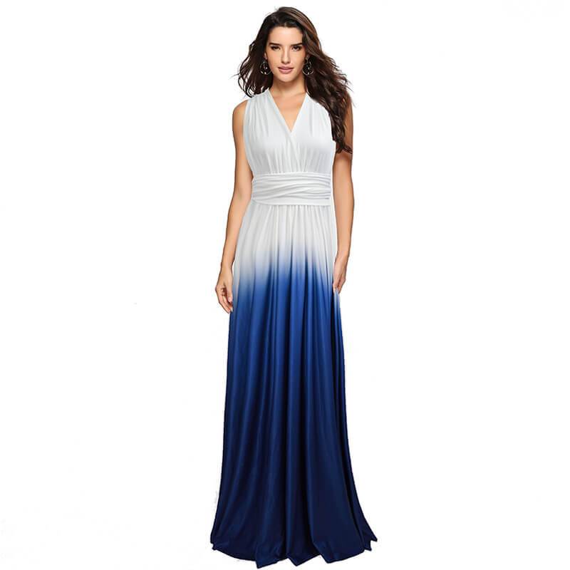 Gradient White Blue infinity bridesmaid dresses endless way wrap maxi dress  on sale boho convertible dresses +40 Colors